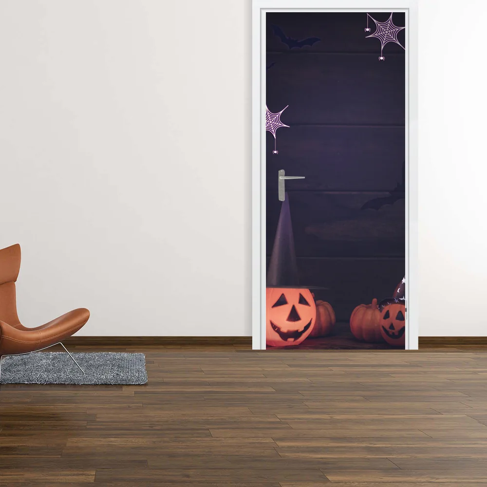 Pumpkins Новинка, ПВХ, Хэллоуин, привидение, самоклеющиеся наклейки на дверь, DIY, домашняя наклейка на Хэллоуин, украшение на стену - Цвет: Pumpkins