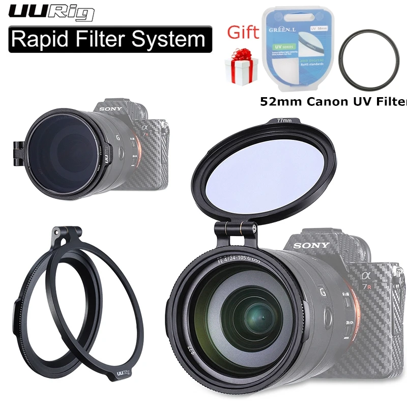 

RFS ND Filter Quick Release Ring Camera Accessory Quick Switch Bracket DSLR Lens Adapter Flip Clip for 67mm 72mm 77mm Sony Canon