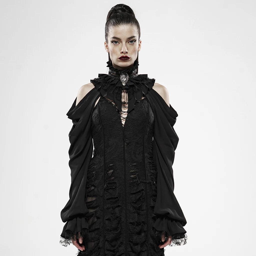 PUNKRAVE женская готическая Королева Великолепная шаль на плечи шифоновая