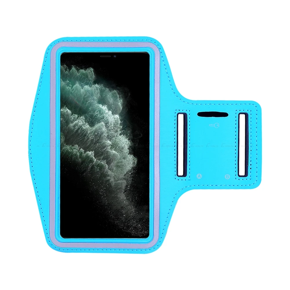 Для бега, бега, спортзала, спортивный держатель, сумка, чехол, нарукавник, чехол для телефона для iPhone 11 Pro XS Max XR X 8 7 6 6S Plus SE 5 5S 4 4S - Цвет: Небесно-голубой