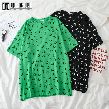 

Duckwaver Summer Crescent Moon Print Women Oversize Tshirt Breathable Soft Female Basic Loose Tshirt Aesthetic Girl Tee Tops