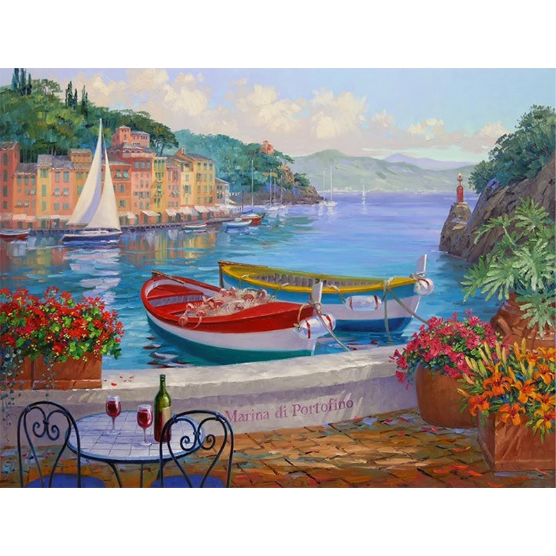 SELILALI Beautiful Greece Scenery Painting By Numbers DIY Hand Draw