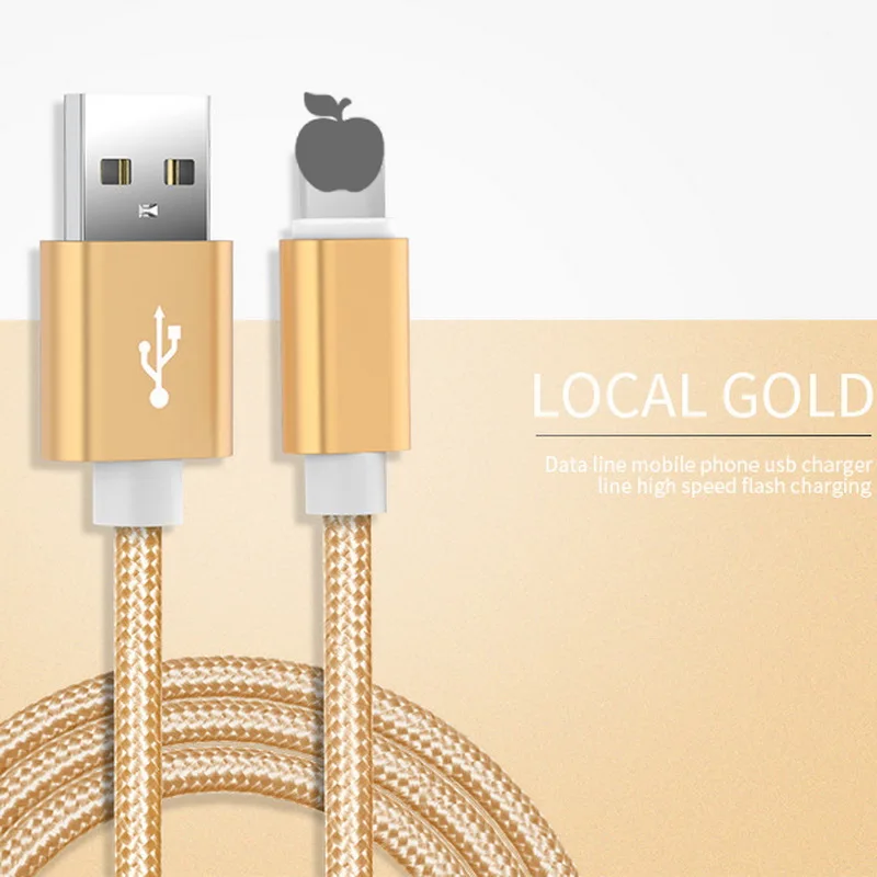 USB кабель для iPhone Xs Max Xr X 8 7 6 6 S 5 5S iPad Быстрая зарядка зарядное устройство кабель для мобильного телефона для iPhone провод шнур 0,25 м 1 м 2 м - Цвет: Golden