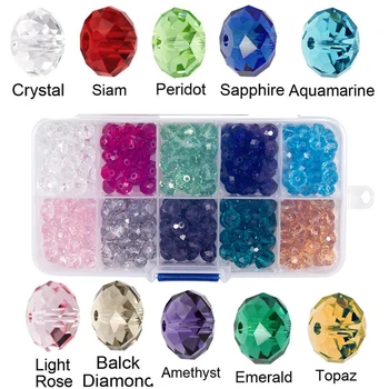 

8mm 300Pcs colorful Faceted Glass Beads charms crystal round loose beads for Jewelry Making Diy Bracelet Accessories with Box