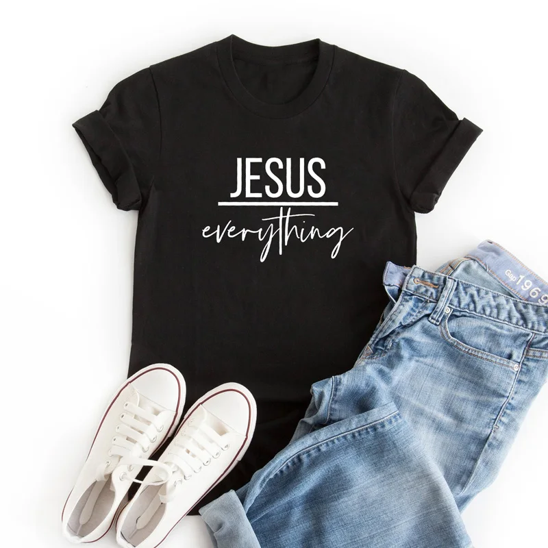 

Women O-Neck Jesus Over Everything Christian T-shirt Unisex Religious Church Tshirt Clothing Casual Tumblr Hipster Faith Tee Top