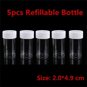 

5Pcs Refillable Bottle Portable Clear Pot For Nail Powder Nail Powder Box Nail Art Container Home Storage Empty Plastic Bottle