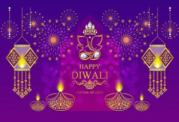 

7x5FT Beautiful Diwali Hindu Greeting Cards Modern Elements Peacock Custom Photo Studio Backdrop Background Vinyl 220cm X 150cm