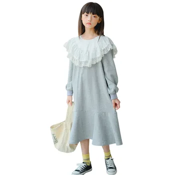 

YourSeason 2021 Autumn Spring Teenage Girls Casual Dress Cute Lace Doll Collar Fashion Cotton Kids Girls Princess Dresses