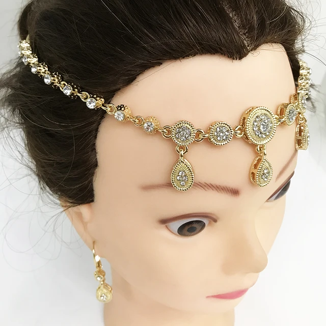 Algeria Antique Head Wear Crystals Bridal Headpiece Moroccan Chic Wedding  Hair Accessories Ethnic Head Chain Hair Accessories
