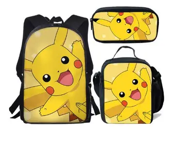 

16 inch Boys Anime Pokemon Backpack Pikachu Print Kids Bag Teenager Boys Girls School Bags Children Rucksack Book Bag Sets