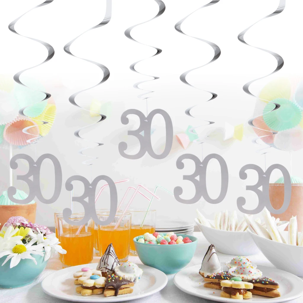 30 12 штук металлическая фольга 30 40 50 60 завитки на день рождения Юбилей вечерние украшения для дома и улицы - Цвет: 30