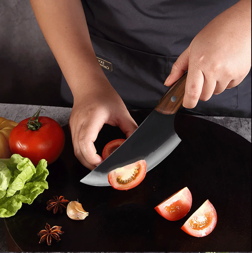 Дамасский кованый нож мясника 6 дюймов для обвалки с кожаным футляром из