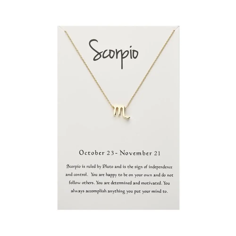 Scorpio necklace QIAMNI Дева весы Скорпион Стрелец Козерога Водолей зодиакальные ожерелья кулон 12 Созвездие звезды знаки ожерелья подарок - Окраска металла: Scorpio necklace
