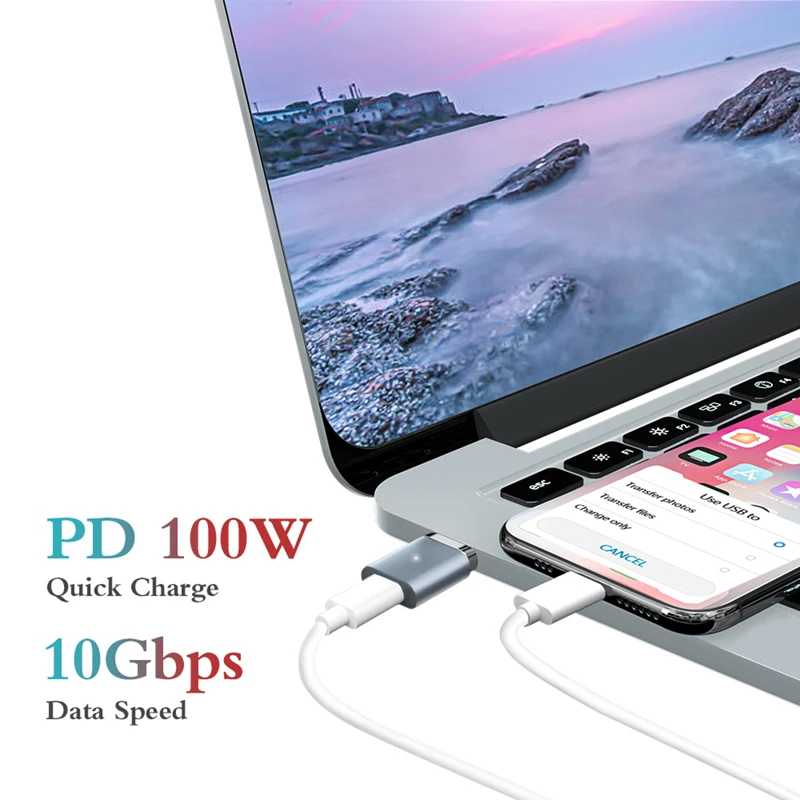 Magnetic USB C Adapter 20Pins Type-C Connector PD 100W Fast Charging 10Gbp/s Converter For iPad MacBook Pro HUAWEI XIAOMI Switch power adapter