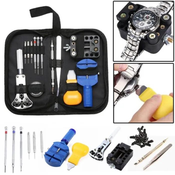 147 / 16 Pcs Watch Repair Tool Kit Set Watch Case Opener Link Spring Bar Remover Screwdriver Watchmaker Device JS22