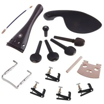 

1 Set Violin Parts Tailpiece Pegs Chinrest Maple Bridge Endpin Tail Musical Instrument Accessory Set for 4/4 Ebony Violin