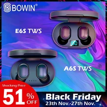 BOWIN Bluetooth 5 0 E6S A6S Earbuds Noise Canceling LED Display Sport Earphones TWS Wireless Earbuds With Mic 3D Sound