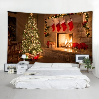 

1 Pcs Christmas Tapestry Decorative Cloth Christmas Closet Printing Tapestry Bedroom Office Hotel Coffee Home Decorations