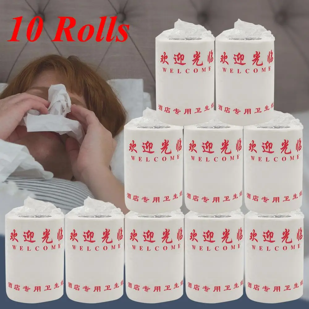 

10 Rolls Three-Layer Paper Towels Soft Towels Household Tissue Cleaning Paper for Table Bathroom Living Room Napkin Kitchen Ship