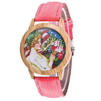 

Teenage girl Pattern Luxury Fashion Denimr Strap Cheap Women Quartz Watch Women Valentine Gifts 2018 Montre Sport Bracelet Wrist