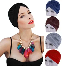 Bandanas Women Stretchy Turban Muslim Hat Headband Warp Female Chemo Hijab Knotted Indian Cap Adult Head Wrap for Women