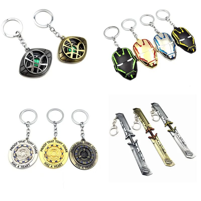 

100pcs/lot The Avengers Keychains Iron man Spider Man Thor Ax Doctor Strange Metal Alloy Pendant Key Chains Free Shipping DHL