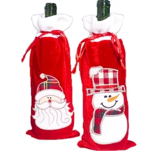 Рождественские винные бутылки, новогодние подарки, вечерние украшения для столовой бутылки с Санта Клаусом, снеговиком, сумка для винных бутылок SA257