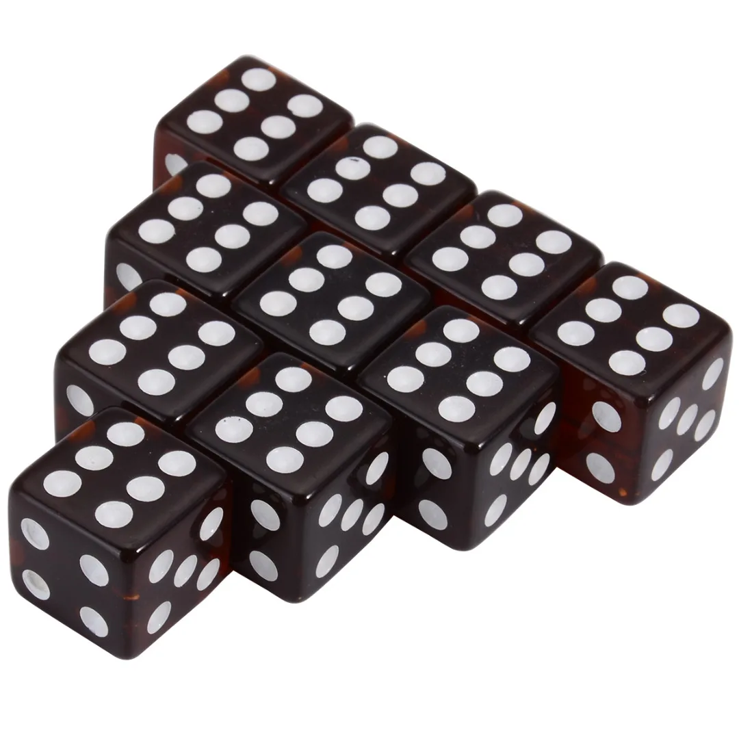 10pcs 16mm 8 Colors Acrylic Transparent Straight Corner Dice Portable Role Playing Game Poker Outdoor Dice Funny Clear Dices