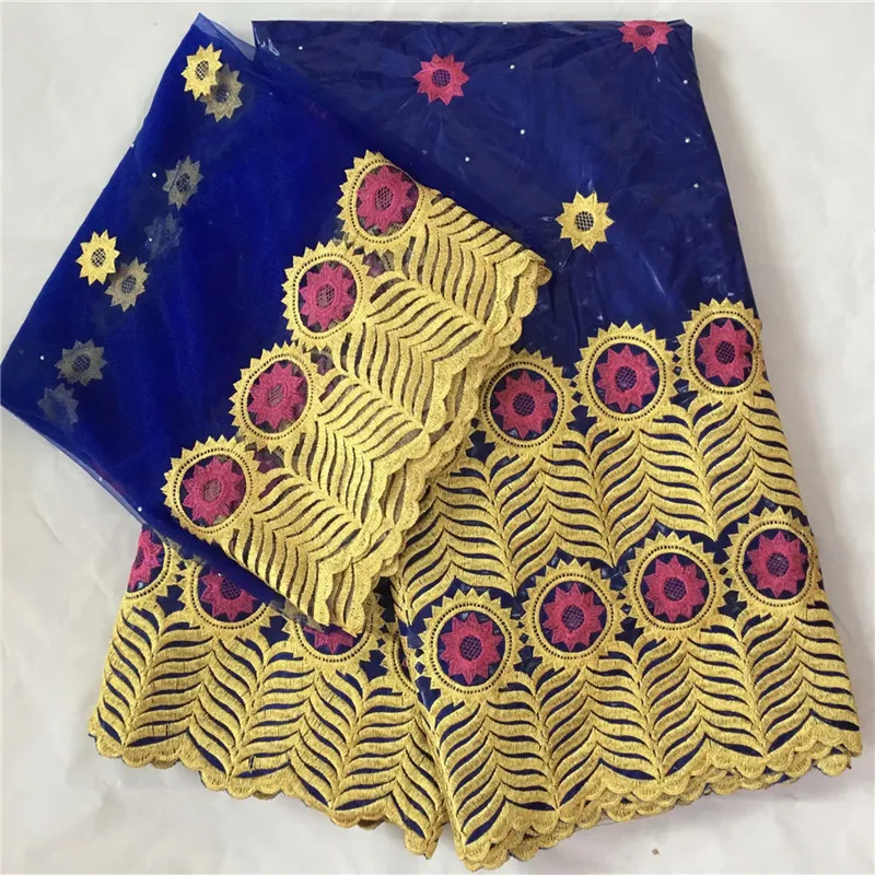 Высокое качество 5 ярдов Базен Riche дизайн Африканский Базен кружевная ткань+ 2 ярдов сетка тюль кружево с бисером KY092720
