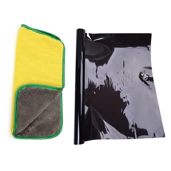 

Window Film Film Lamina Color Black Width 0.5 x 99% UV Dye & Car Wash Microfiber Towel 30x30cm(Gray + Yellow)