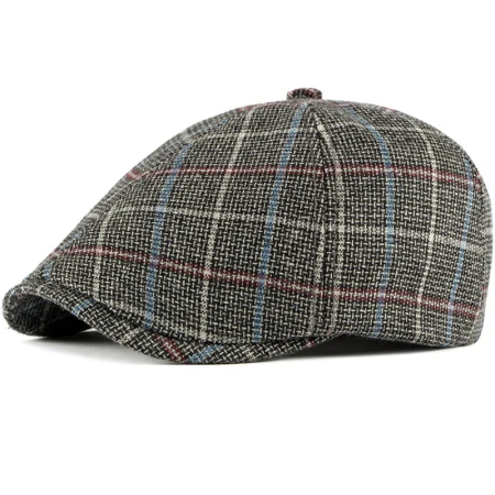 Light Grey HT2738 берет шапка Толстая теплая зимняя шапка s для мужчин винтажная клетчатая восьмиугольная газетная Кепка мужские шерстяные береты мужской таксистский плоский Плющ Кепка - Цвет: Light Grey