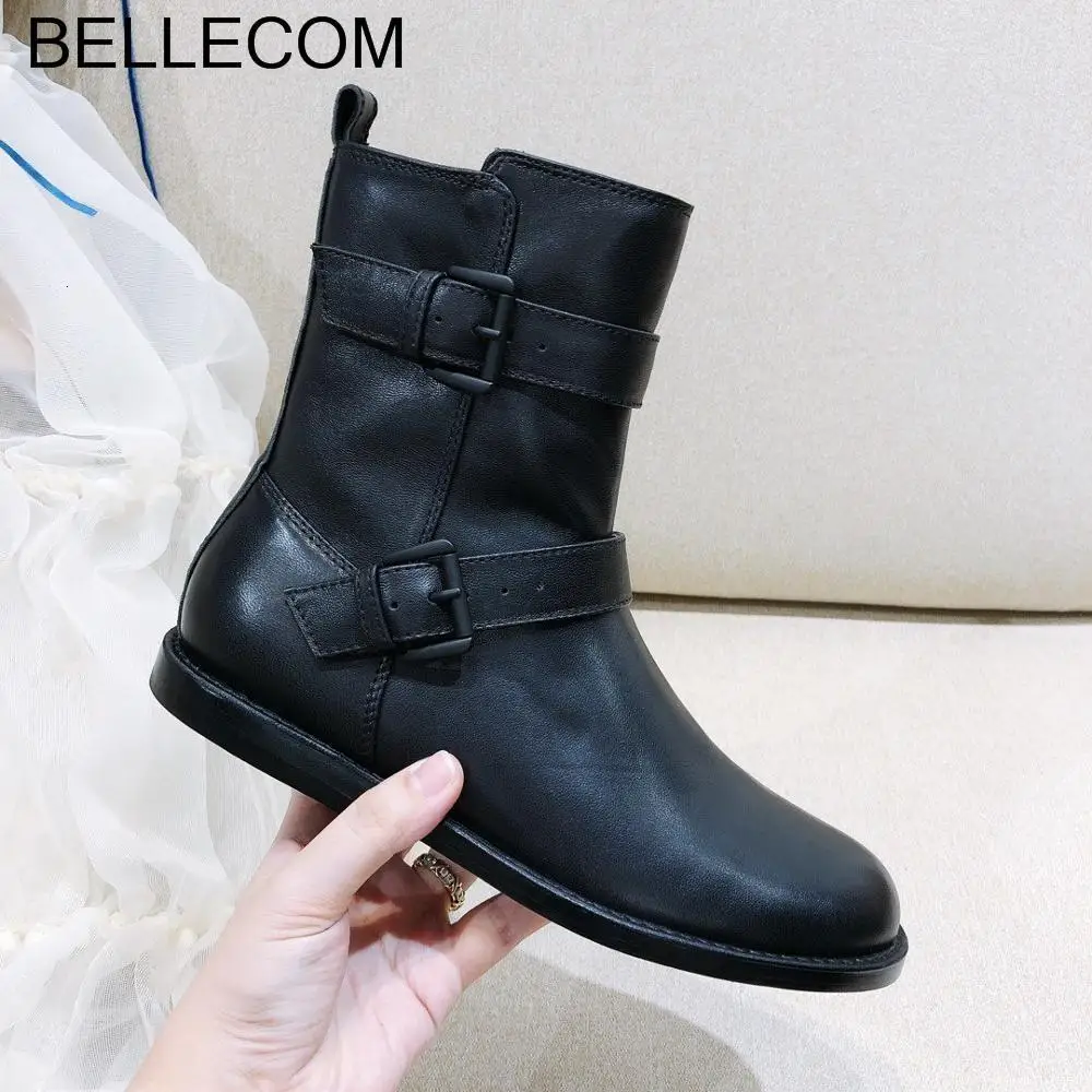 

BELLECOM Fall New Star Suede Fine-heeled Mid-boot Tip High-heeled Women's winter high heel Boots for women