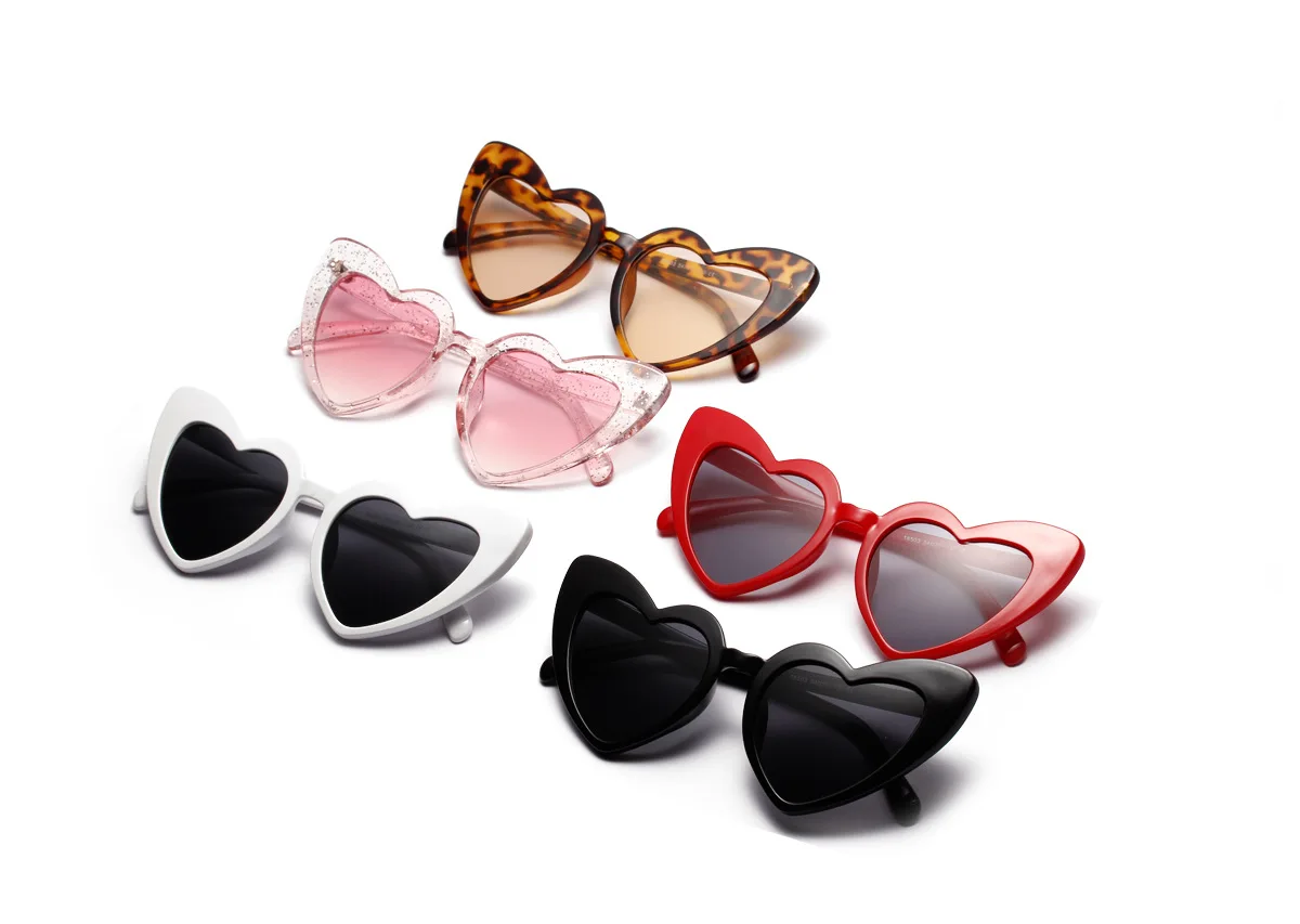 Sexy Love Heart Shaped Sunglasses Women Brand Designer Cute Retro Cat Eye Sun Glasses Vintage Female Frame Eyewear Shades UV400" best sunglasses for big nose