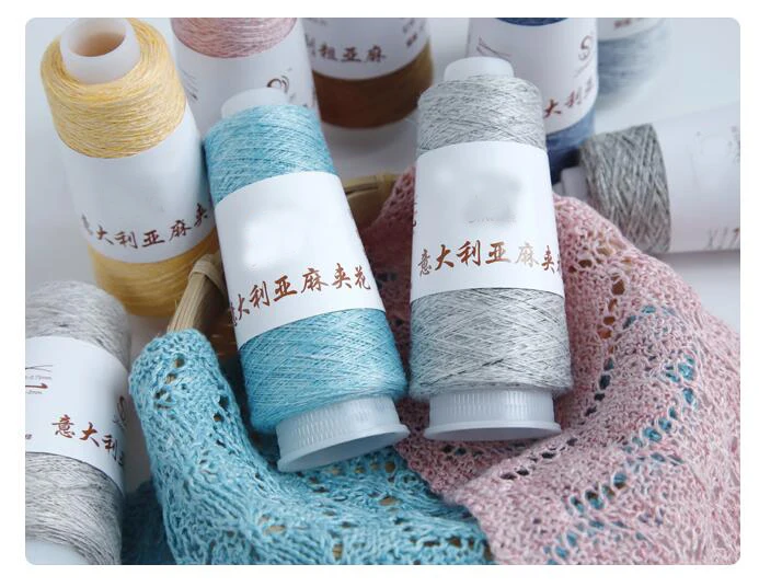 50g/Lot Italian Colorful linen Yarn Mix Color Summer crocheted thin line DIY hand-woven hook hat linen Thread