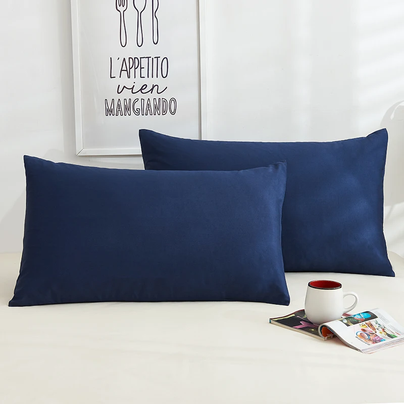 1pc 100% Cotton Solid Color Pillow Cover 50*70cm Rectangular Pink/Blue/Grey Pillowcase Bedding Pillow Case