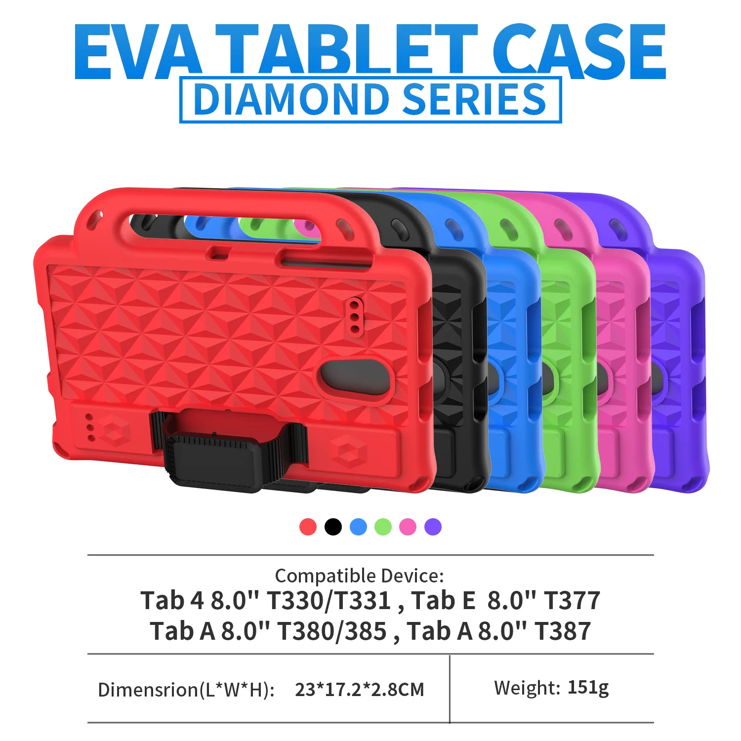 Custodia Per Tablet Samsung 8.0 Sm-T330 T331 Eva Custodia Per Tablet Con Supporto Completo Per Tablet Tab E T377 E 8.0 T380 385 T387 Kid