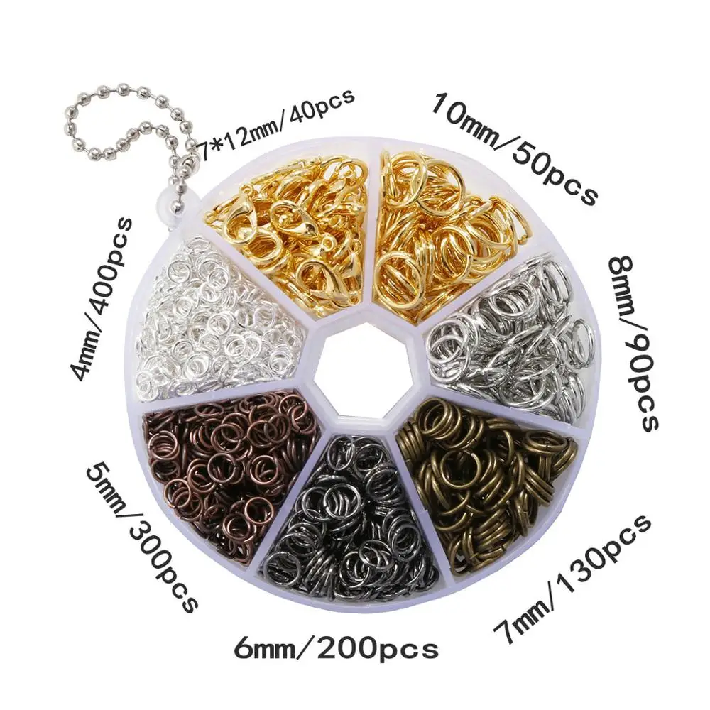 

Mix Colors Size Jump Rings & Split Rings Lobster Clasp Set DIY Jewelry Making Open Rings Jewelry Findings&Components
