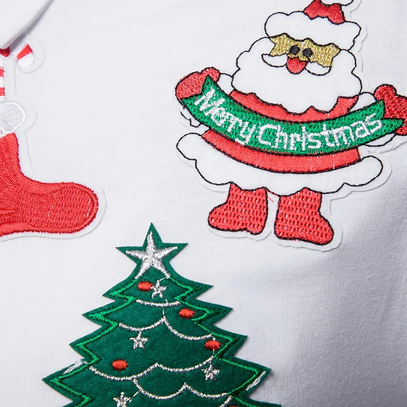 HEFLASHOR Men's Polo Shirt Christmas Tree Old Men Socks Print Slim Fit Tops Male Spring Autumn Polo Shirt Long Sleeve