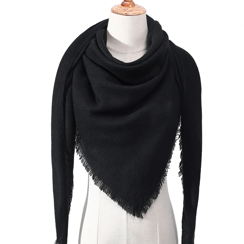 Женский шарф, клетчатый зимний кашемировый шарф, женские шали, бандана, теплый вязаный треугольный бандаж, платок, женский шарф - Цвет: AC17