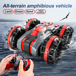 Voiture cascadeuse télécommandée 4WD Rc 2.4G, véhicule amphibie radiocommandé, bateau, jouets pour enfants garçons, cadeaux 