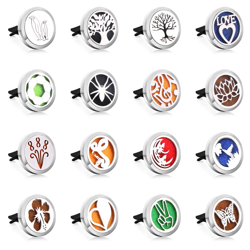 

2019 New Car Perfume Diffuser Stainless Steel Car Air Freshener Perfume Essential Oil Diffuser Locket Random Send 1pcs Pad