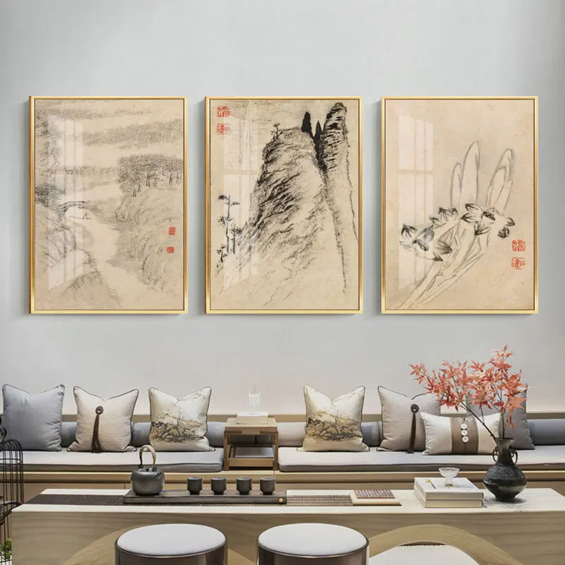 

Chinese Calligraphy Landscape Painting Posters And Prints Canvas Art Painting Wall Pictures for Living Room Home Decoration3