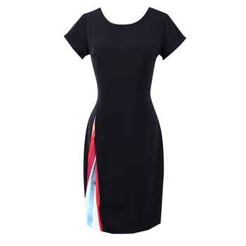 

S-XXXL Summer Women Vintage Dresses Partial Pleated Rainbow Dress Short Sleeve Black Dress South Korea Style Lady Clothes