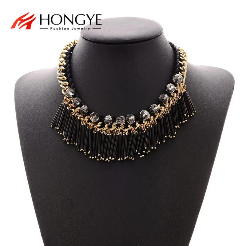 Long Necklace Gold Black Color Chains Necklaces & Pendants JewelryTassel Chokers Bijoux Year Gifts