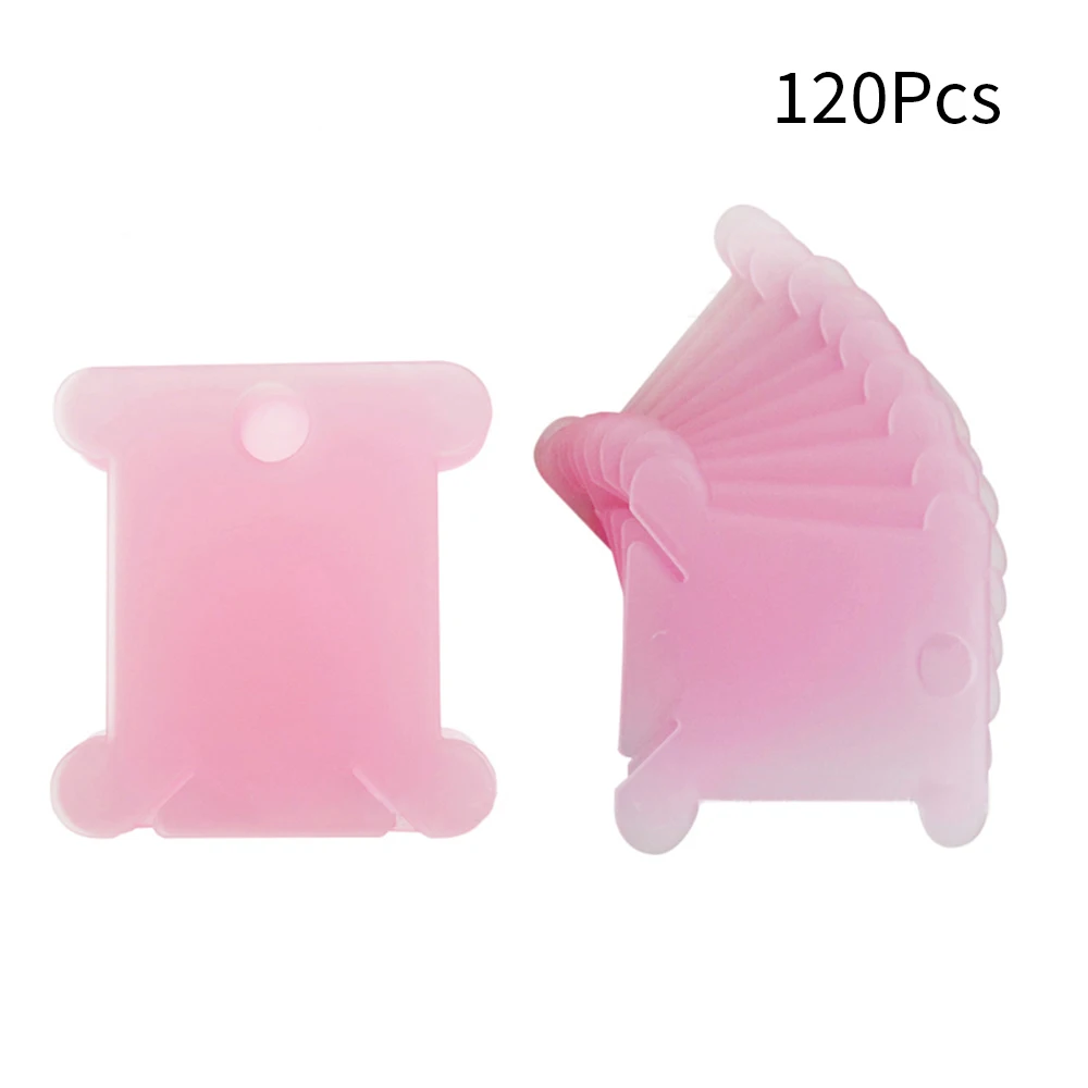 100/120pcs Cross Stitch Storage Holder Plastic Sewing Thread Winding Plate Board Card Embroidery Floss Craft Bobbins Organizer - Цвет: pink 120pcs