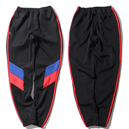 E69126 Black Мужские спортивные штаны в красную полоску, повседневные спортивные штаны в стиле пэчворк, штаны, хип-хоп, штаны-шаровары, хлопковые спортивные брюки с карманами на молнии - Цвет: E69126 Black