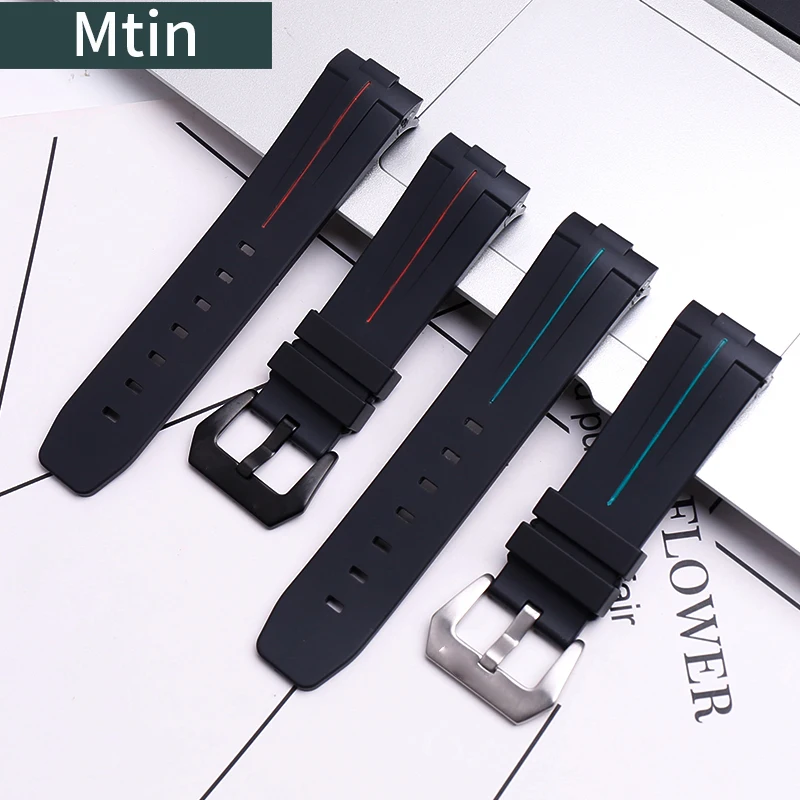 Rubber Watch With Pin Buckle Men's Watch Accessories For Panerai 24mm Wristband Outdoor Sports Waterproof Bracelet