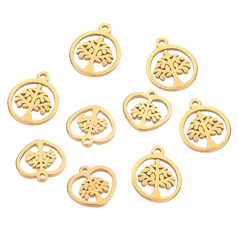 

20pcs/lot Stainless Steel Gold 10mm Tree of Life Charm Pendants for Jewelry Making Bracelet Accessories Diy Jewelry Findings
