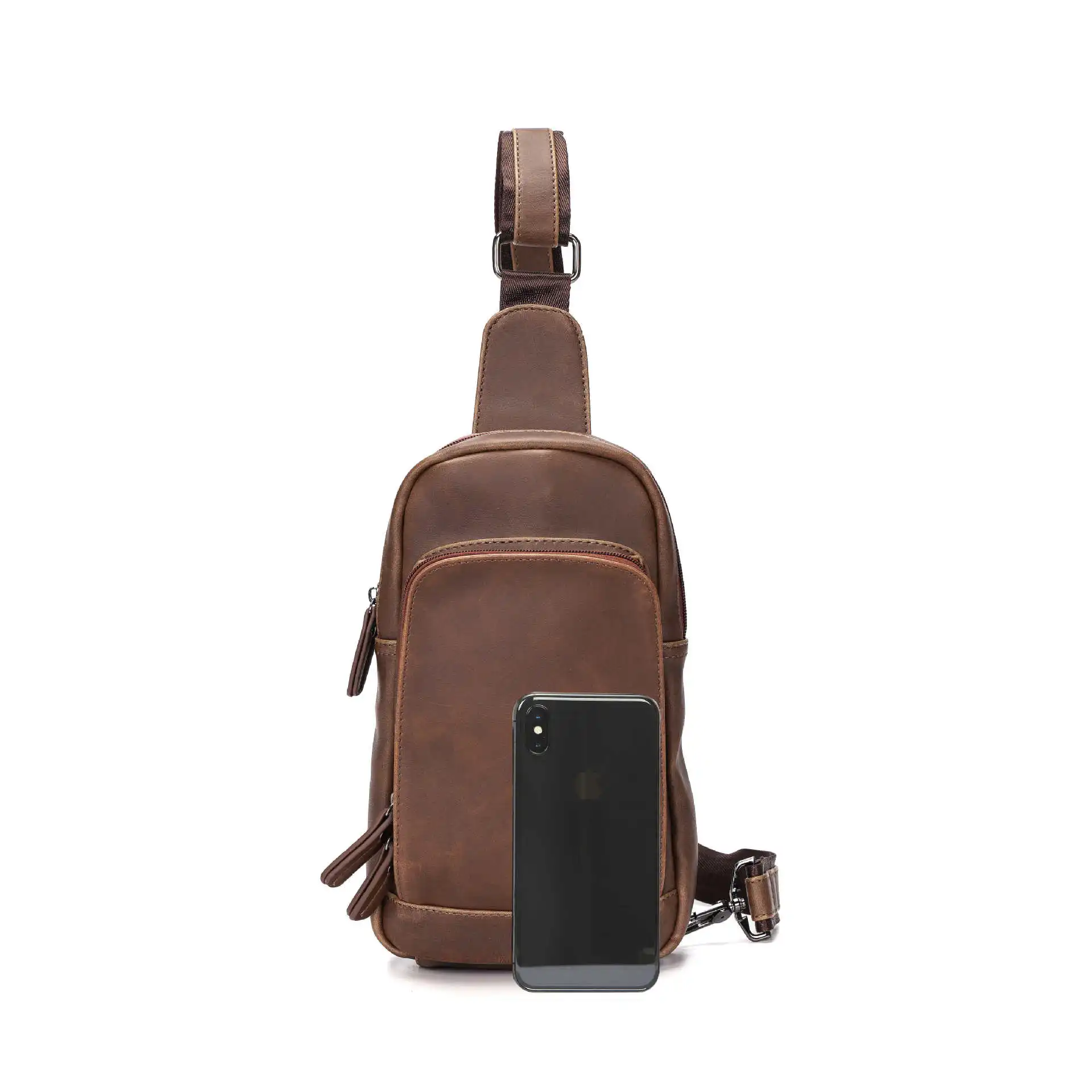 Chest Bag Leisure One Shoulder Man Bag Oblique Satchel Large Capacity Soft Leather Bag
