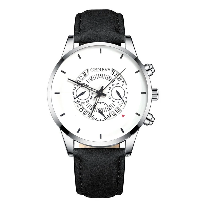 Reloj Hombre часы Мужские Модные Военные Спортивные часы с кожаным ремешком кварцевые наручные часы мужские деловые повседневные часы подарок Relogio Masculino - Цвет: SilverWhite